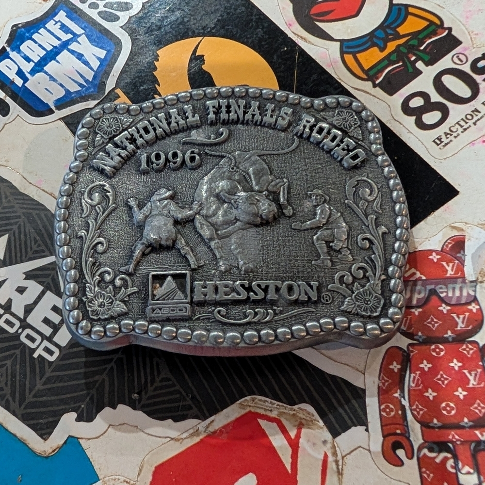 Vtg. Hesston NFR Mini Belt Buckle